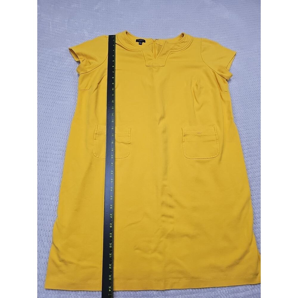 Talbots Dress Womens 16 Petite Yellow Short Sleeve Vcut Neckline - Picture 2 of 9